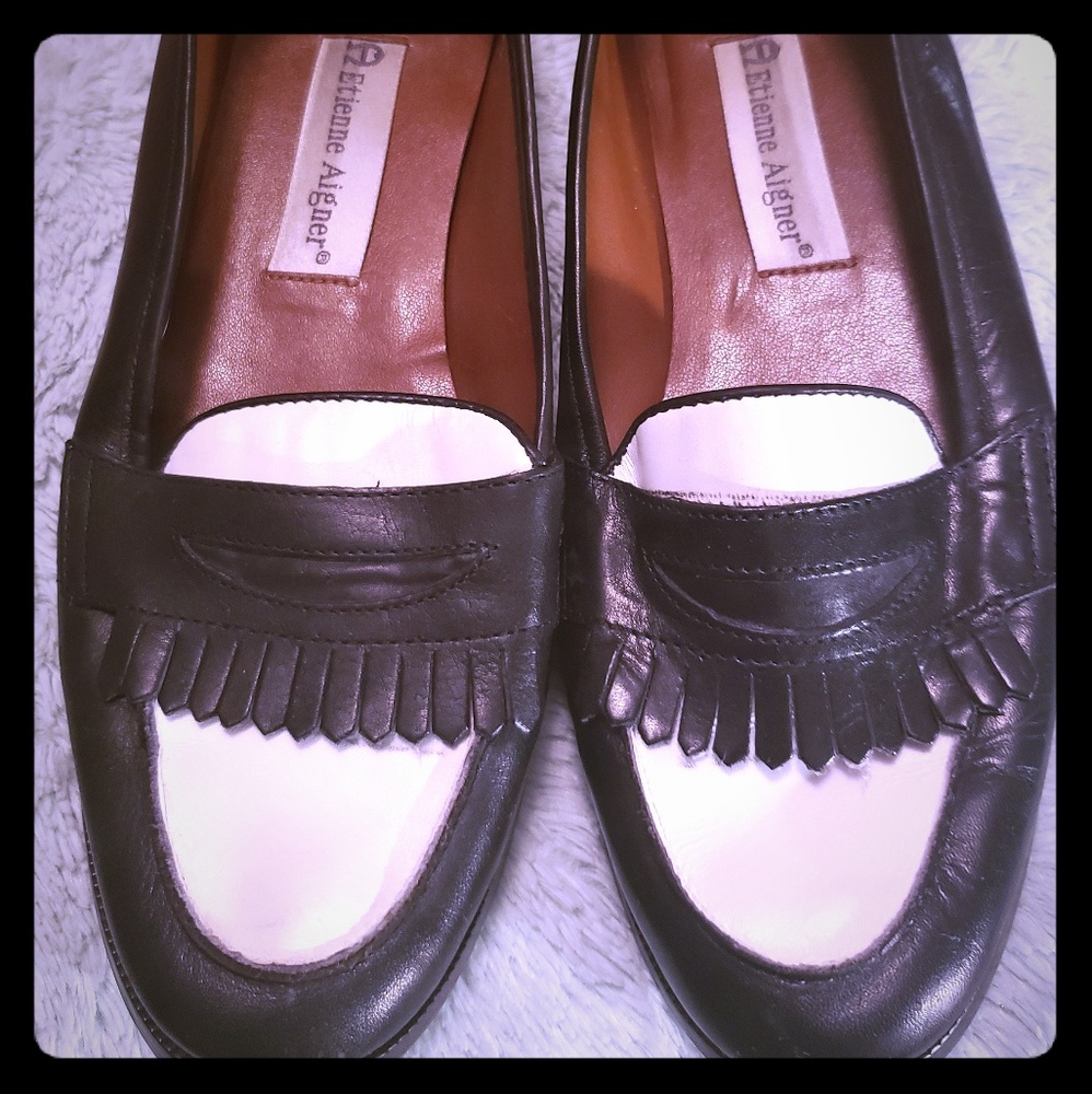 Etienne Aigner Black & White Loafers